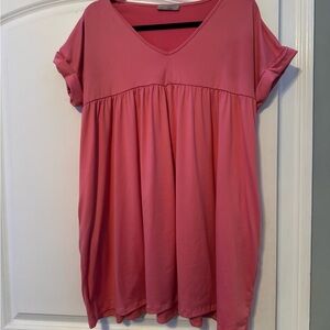 Pink V-Neck Women's Top